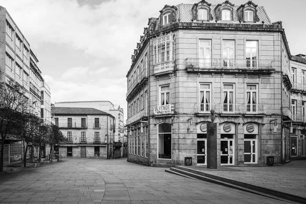 Pontevedra Spanje Februari 2021 Bijna Verlaten Straten Van Het Historische — Stockfoto