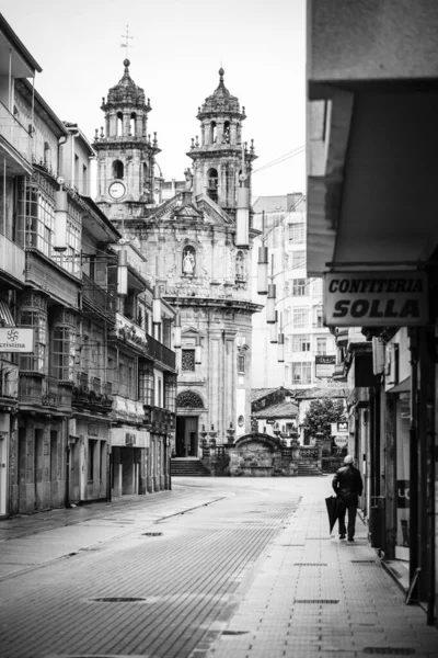 Pontevedra Spanje Februari 2021 Straten Van Het Historische Centrum Bijna — Stockfoto