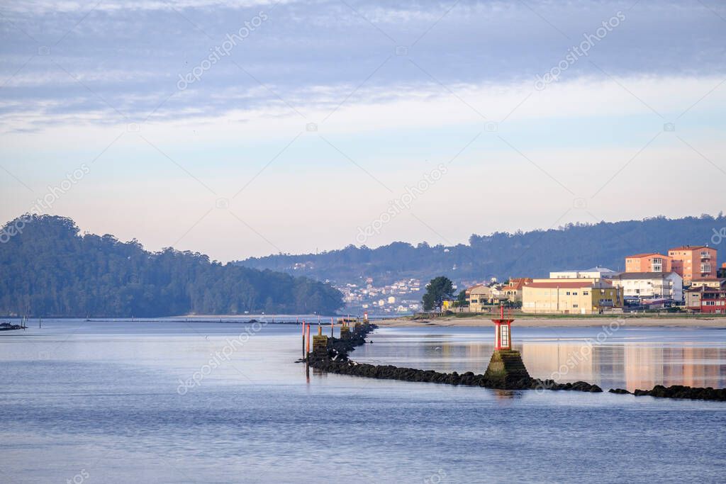 View of the Pontevedra estuary, one of the estuaries that forms the Rias Bajas in Galicia (Spain)