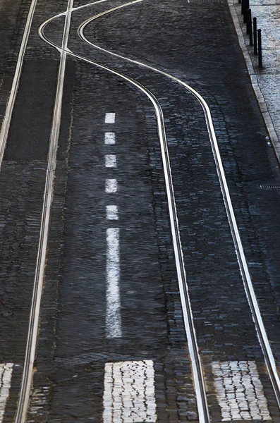 Straßenbahngleise in Portugal — Stockfoto