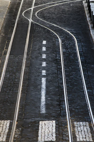 Straßenbahngleise in Portugal — Stockfoto