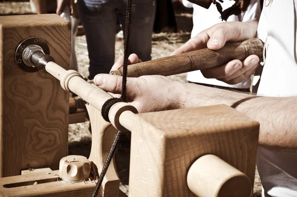 Maken van een doedelzak hout — Stockfoto