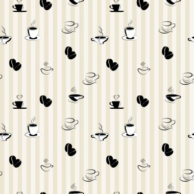 kahve çekirdekleri ve kupa ile Seamless Modeli
