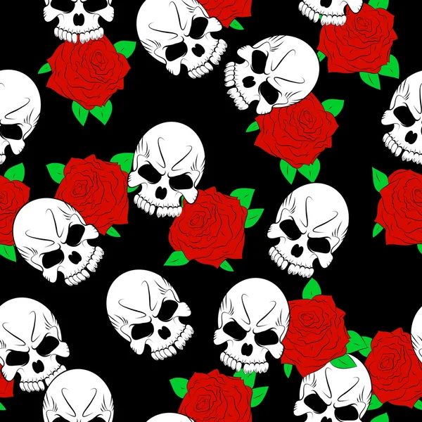 Seamless pattern with skulls — Stock Vector