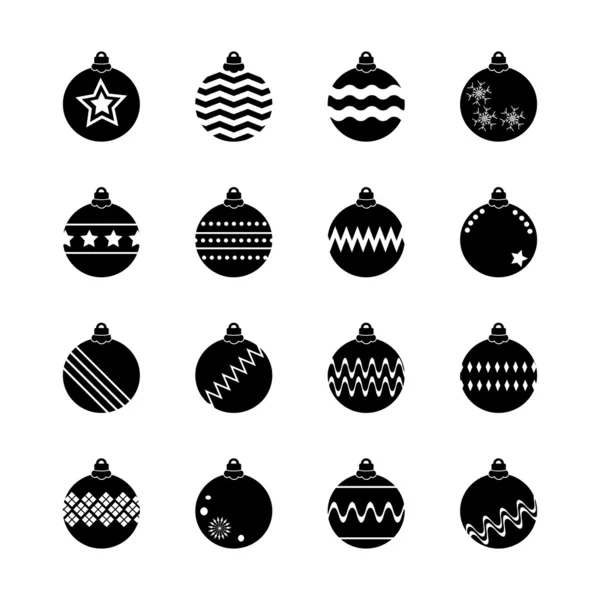 Kerstmis Kogelbaanset, kerst bauble iconen — Stockvector