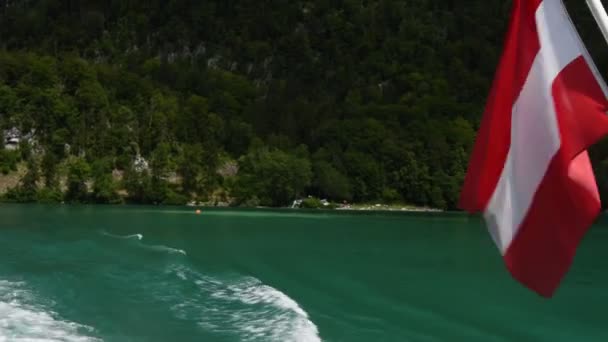 Zwaaiende Oostenrijkse Vlag Het Schip — Stockvideo