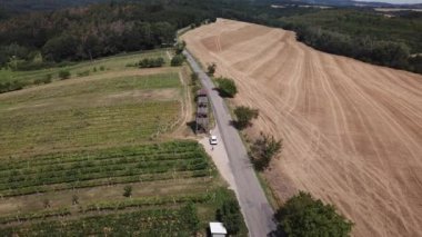 Çek Cumhuriyeti 'ndeki Moravya üzüm bağları arasındaki yol