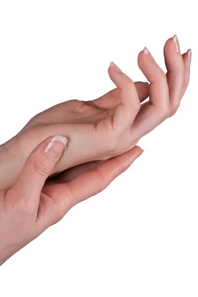 Mulher mão aberta — Fotografia de Stock