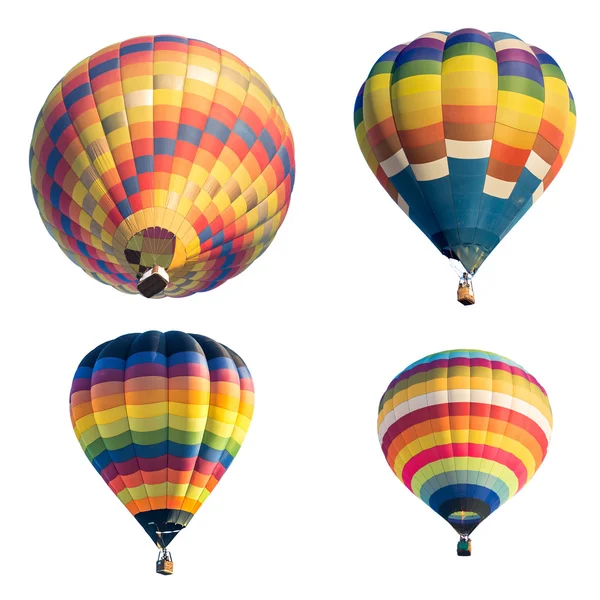 Set de globos de aire caliente de colores aislados sobre fondo blanco —  Fotos de Stock