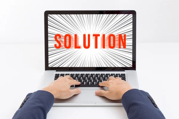 Businessman hands typing laptop computer — Stock Photo, Image