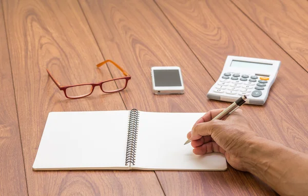 Man hand writing notebook — Stock Photo, Image