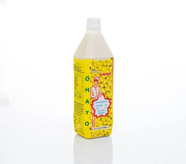 CHIANGMAI, THAILAND - March 19: Ohayo soy milk bottle on white b — Stock Photo, Image