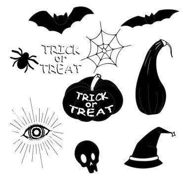 elle çizilmiş halloween sembolleri