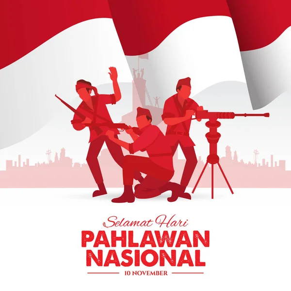 Selamat Hari Pahlawan Nasional Terjemahan Selamat Hari Pahlawan Nasional Indonesia - Stok Vektor