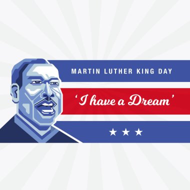 Mutlu Martin Luther King Günü tebrik kartları. Pankart, poster ve broşür için vektör illüstrasyonu