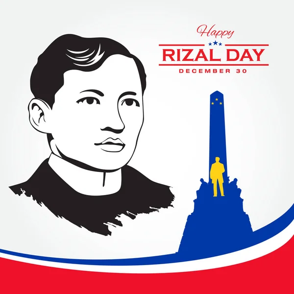 Šťastné Přáníčko Rizal Day Vektorová Ilustrace Pro Blahopřání Plakát Nápis — Stockový vektor