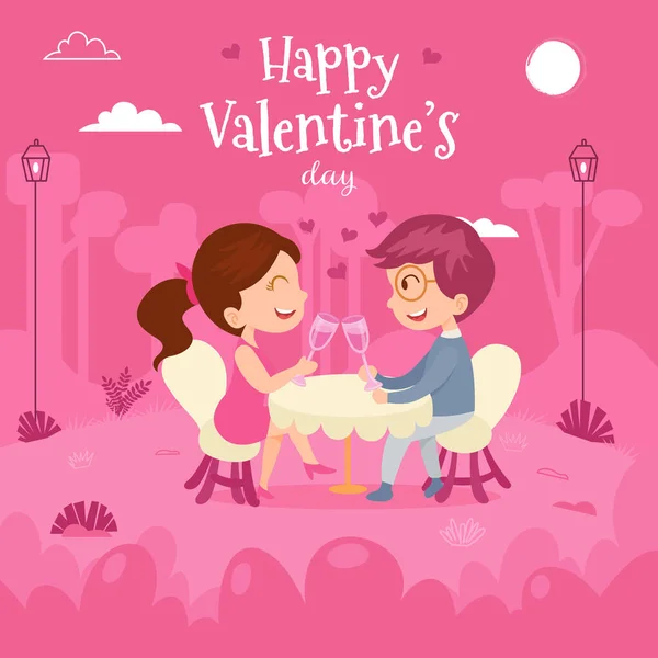 Dia Dos Namorados Cartão Ilustração Vetorial Bonito Amoroso Casal Ter —  Vetores de Stock