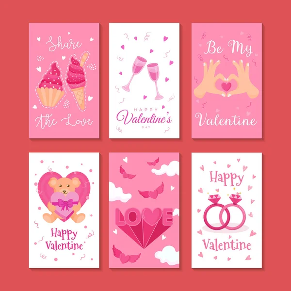 Valentine Day Card Vector Illustration Set Valentine Day Label Badge — Stock Vector