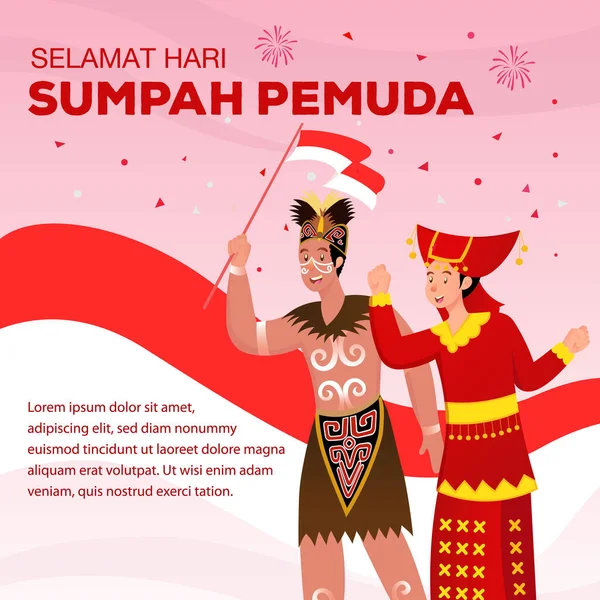 Ilustración Vectorial Selamat Hari Sumpah Pemuda Traducción Happy Indonesian Youth — Vector de stock