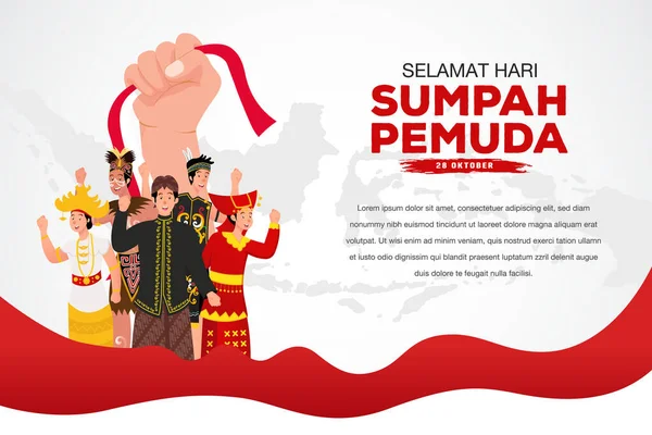 Vectorillustratie Selamat Hari Sumpah Pemuda Vertaling Happy Indonesian Youth Pledge — Stockvector