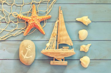 Üstten Görünüm deniz kavramı deniz yaşam tarzı nesnelerle