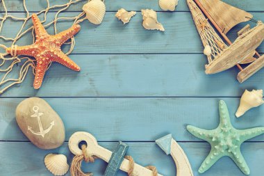 Üstten Görünüm deniz kavramı deniz yaşam tarzı nesnelerle