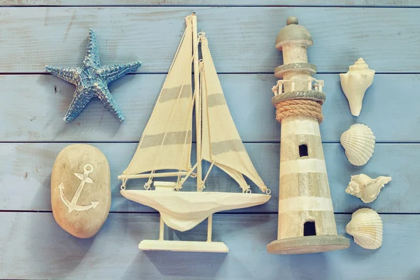 Top view nautical concept with nautical life style objects — Stock Photo, Image