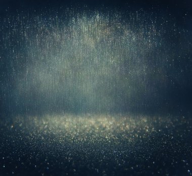 Glitter vintage ışıklar arka plan. Mavi, gümüş ve siyah. defocused.