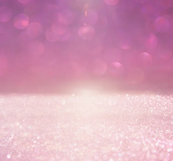 Glitter vintage lights background. pink and silver. defocused. — Stock Photo, Image