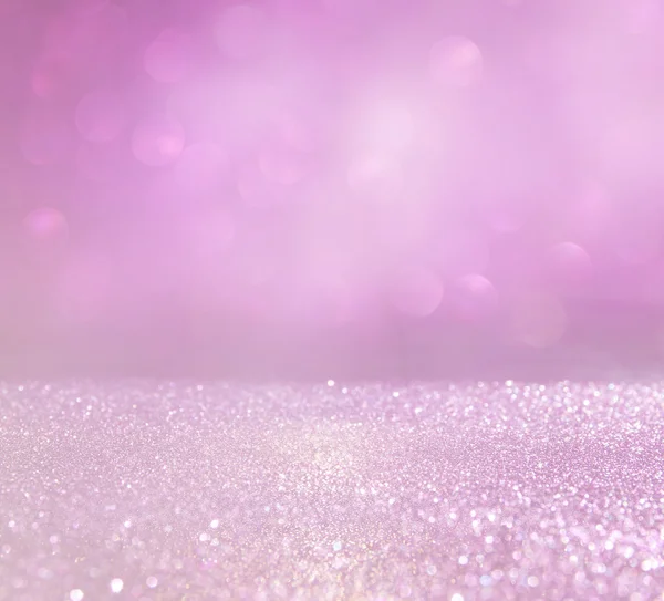 Glitter vintage lights background. pink and silver. defocused. — Stock Photo, Image