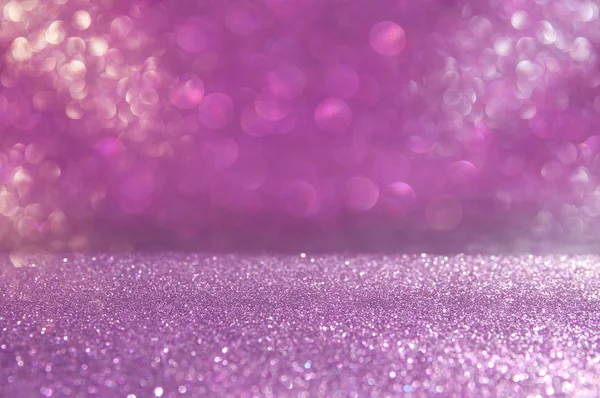 Glitter vintage lights background. pink and silver. defocused. — Stock Photo, Image