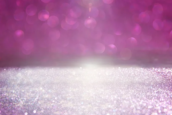 Glitter vintage lights background. pink and silver — Stock Photo, Image