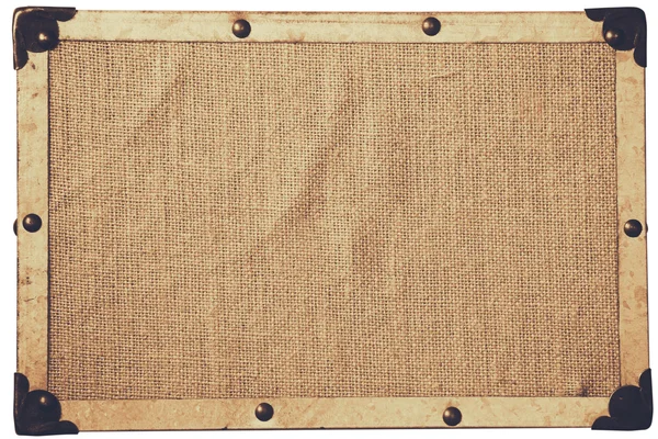 Çuval bezi kanvas kumaş arka plan ile metal çerçeve — Stok fotoğraf