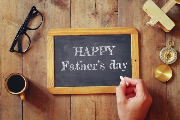 Top view image of fathers day composition with vintage father's — Stock Photo, Image