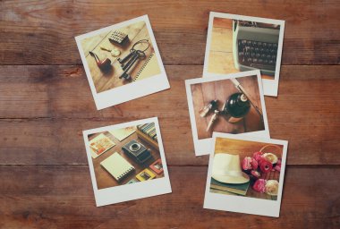 Üstten Görünüm anlık polaroid fotoğraf albümü