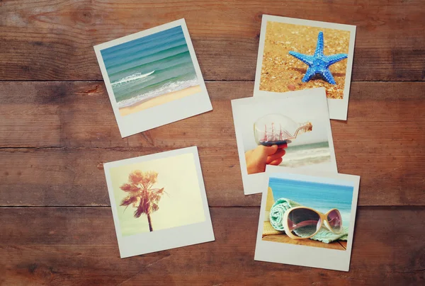 Top view of instant polaroid photos album — Stock Photo, Image