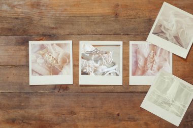 Üstten Görünüm anlık polaroid fotoğraf albümü