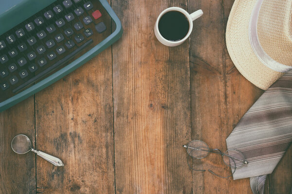 detective concept. Private Detective tools. top view