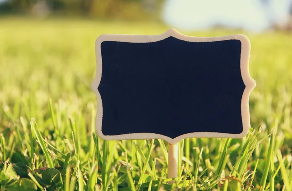 Empty wooden sign in the forest, garden or park — Stock Photo, Image