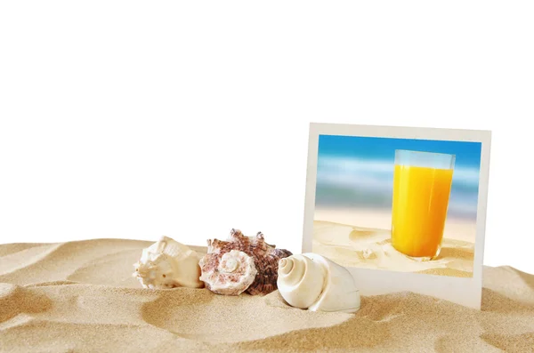 Playa con foto instantánea frente al fondo marino —  Fotos de Stock