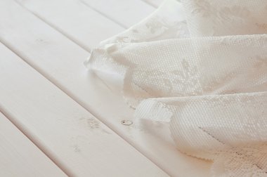 Vintage dantel kumaş ahşap arka plan üzerinde