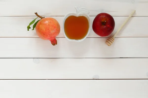 Rosh hashanah (Yahudi yeni yıl tatili) kavramı. Geleneksel sym — Stok fotoğraf