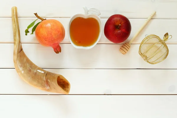 Rosh hashanah (Yahudi yeni yıl tatili) kavramı. Geleneksel sym — Stok fotoğraf