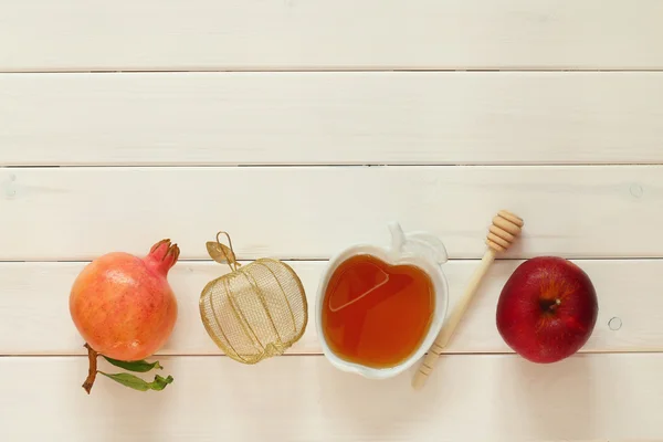 Rosh hashanah (Yahudi Tahun Baru) konsep. Simbol tradisional — Stok Foto