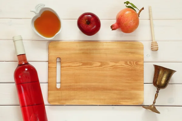 Rosh hashanah (Yahudi yeni yıl tatili) kavramı. Geleneksel sym — Stok fotoğraf