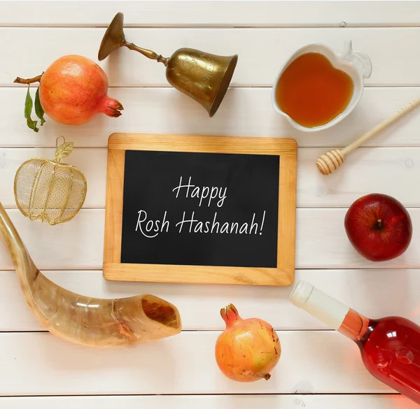 Rosh hashanah (jüdisches Neujahr) Konzept. traditionelle Symbole — Stockfoto