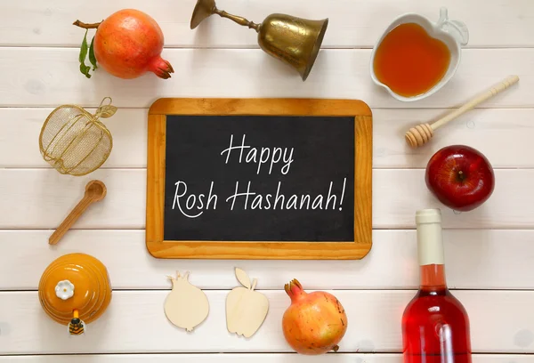 Rosh hashanah (Yahudi yeni yılı) kavramı. Geleneksel semboller — Stok fotoğraf