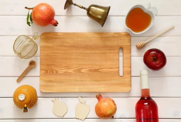 Rosh hashanah (jüdisches Neujahr) Konzept. traditionelle Symbole — Stockfoto