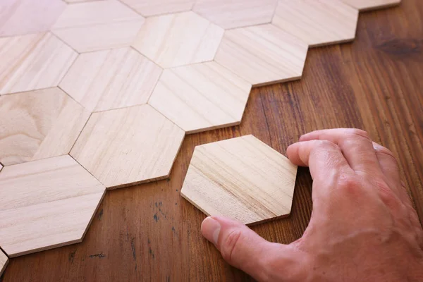 Background Wooden Puzzle Missing Pieces — Stock Photo, Image
