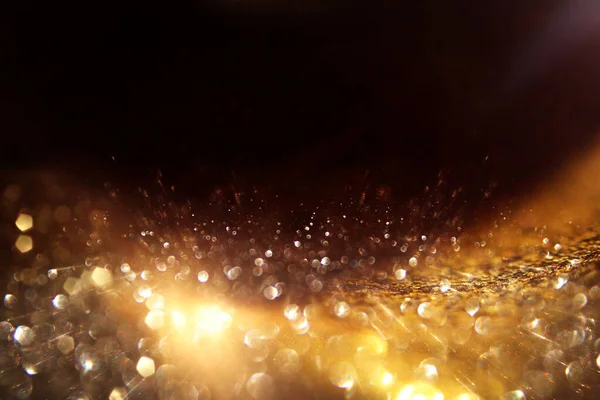 Background Abstract Gold Black Glitter Lights Defocused — Stock Photo, Image